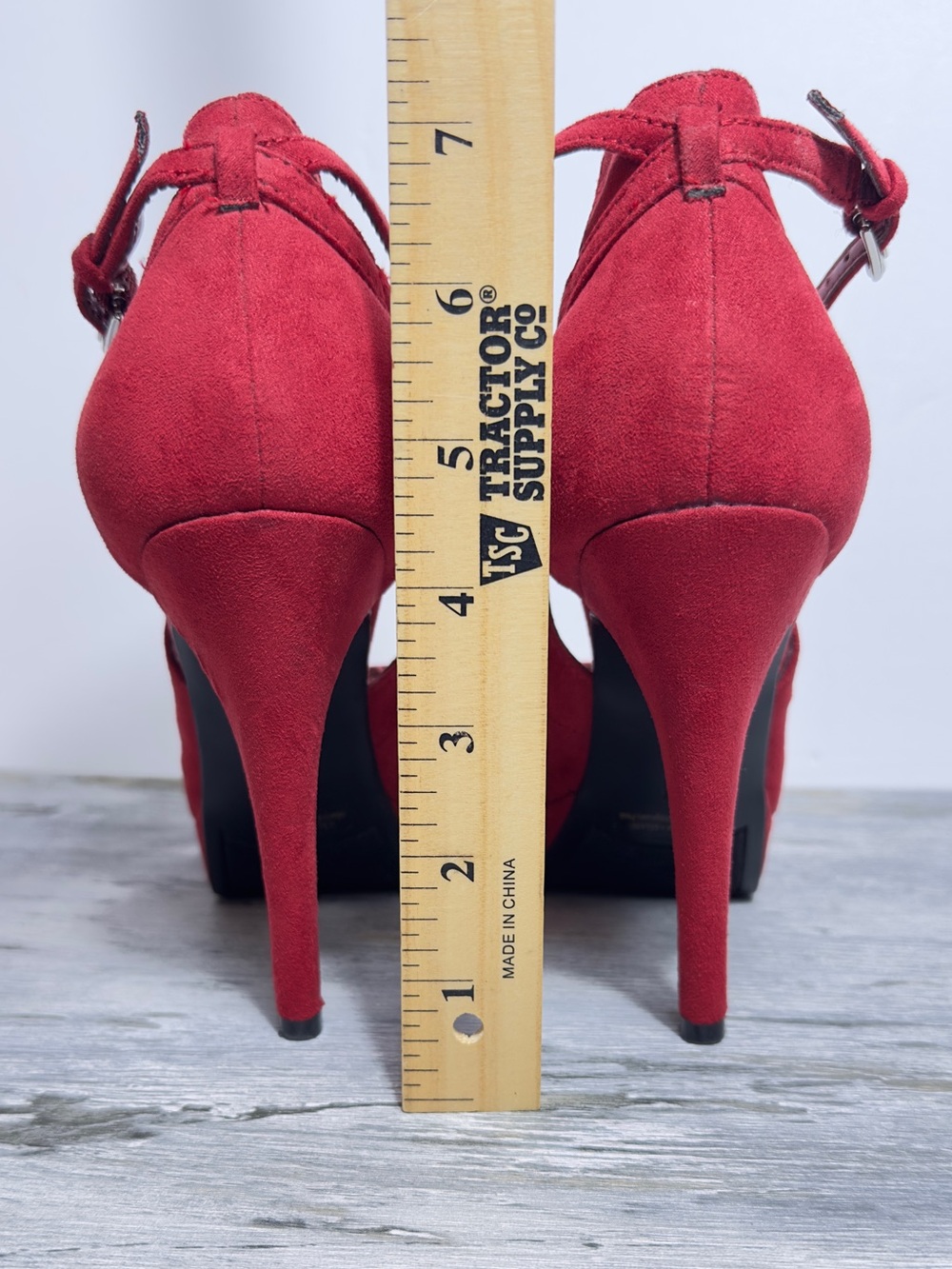 Marc Fisher Red Sexy Suede Peep-Toe Ankle-Strap Heels Women's size 8M Stilettos - Picture 7 of 11